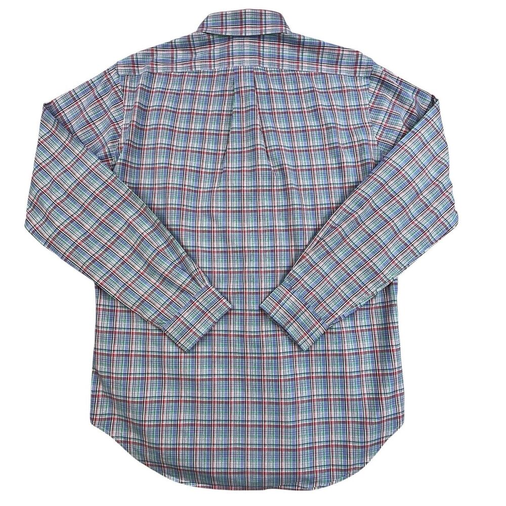 Polo Ralph Lauren Shirt Men Medium Colorful Plaid Oxford Cotton OCBD Preppy - Picture 6 of 10